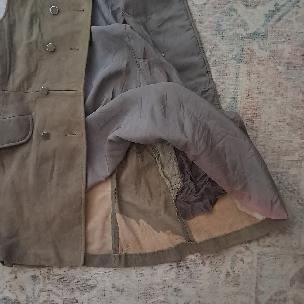 Handmade Suede Mod Button-Up Mini-Dress - Picture 8 of 14
